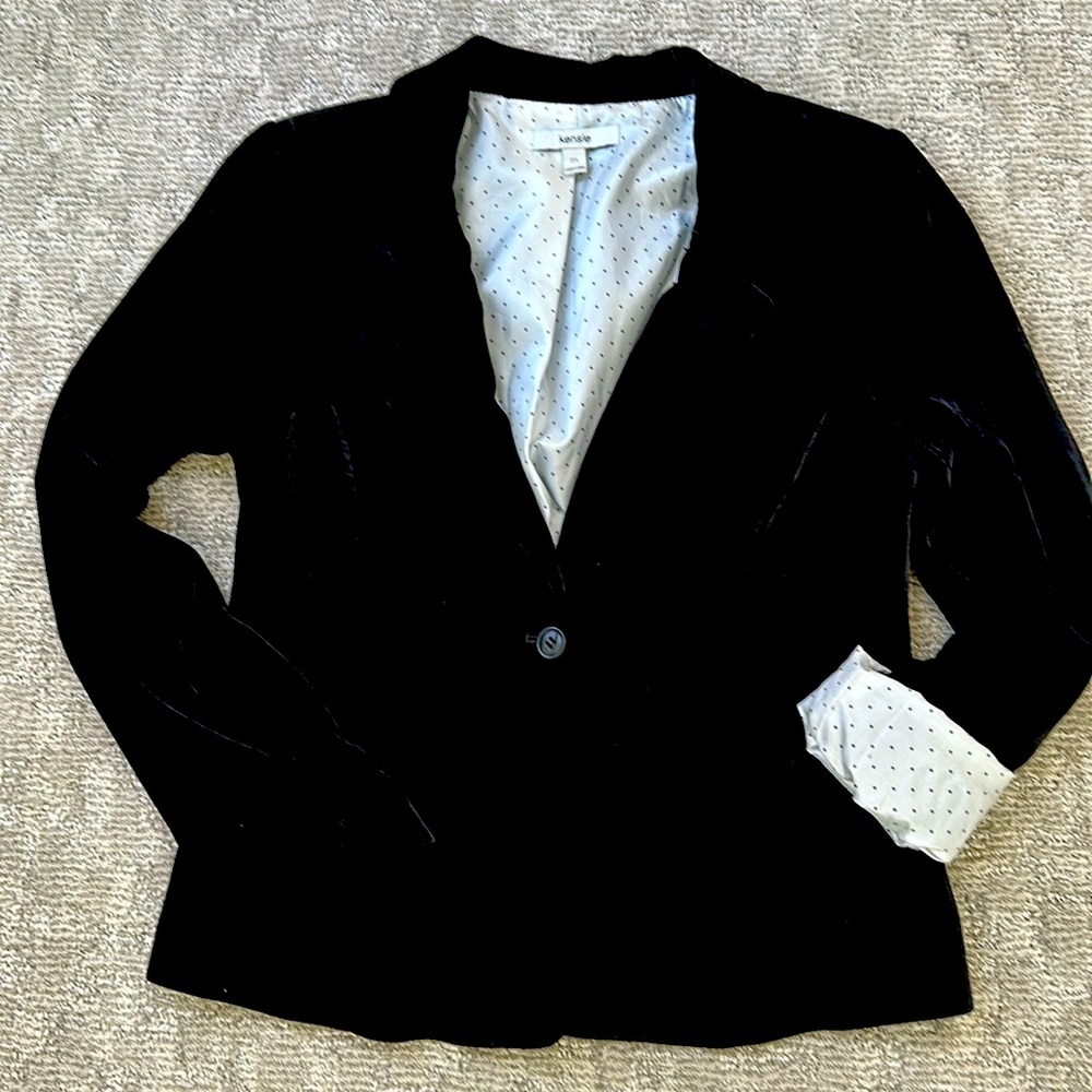 KENSIE Velvet Blazer, Black, Size M